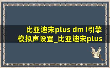 比亚迪宋plus dm i引擎模拟声设置_比亚迪宋plus dm i声浪